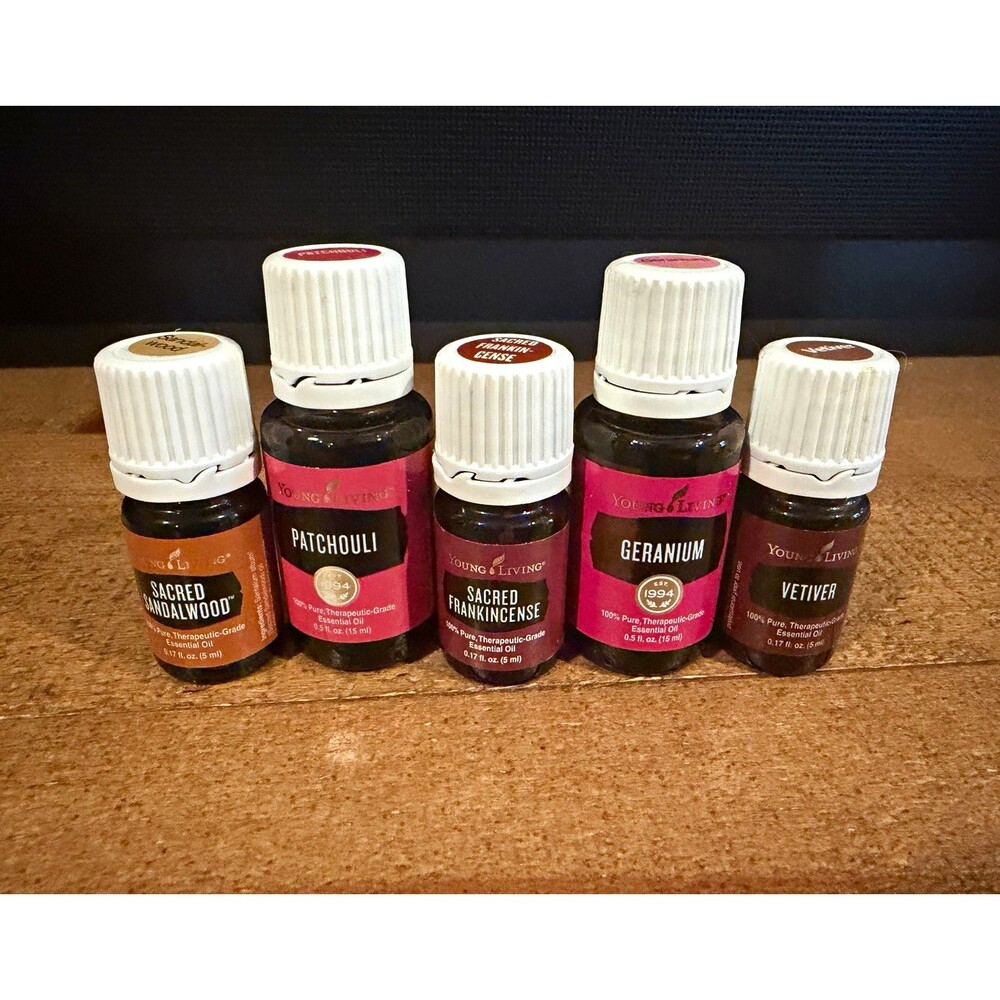 Young Living Essential Oil Lot of 5 Sacred Sandalwood Patchouli Frankincense